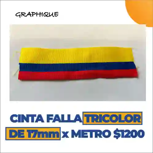 Cinta Falla Tricolor De 17 Mm Metro