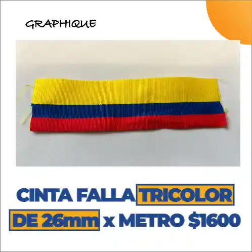 Cinta Falla Tricolor De 26 Mm Metro