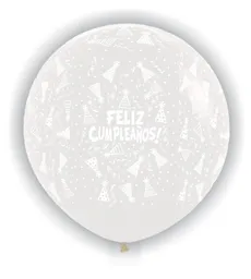 Bomba Globo Biodegradable De Latex Gigante Cristal Feliz Cumpleaños Gorritos R40 (100cm)