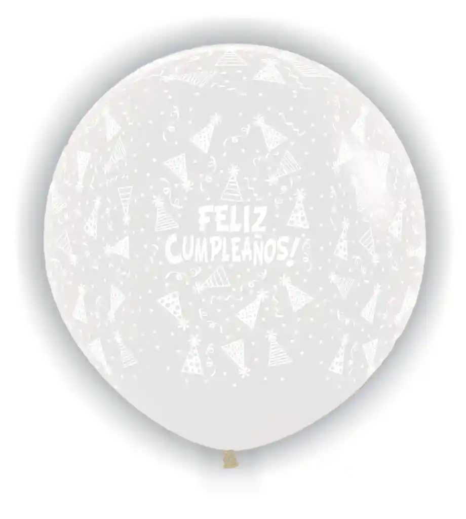 Bomba Globo Biodegradable De Latex Gigante Cristal Feliz Cumpleaños Gorritos R40 (100cm)