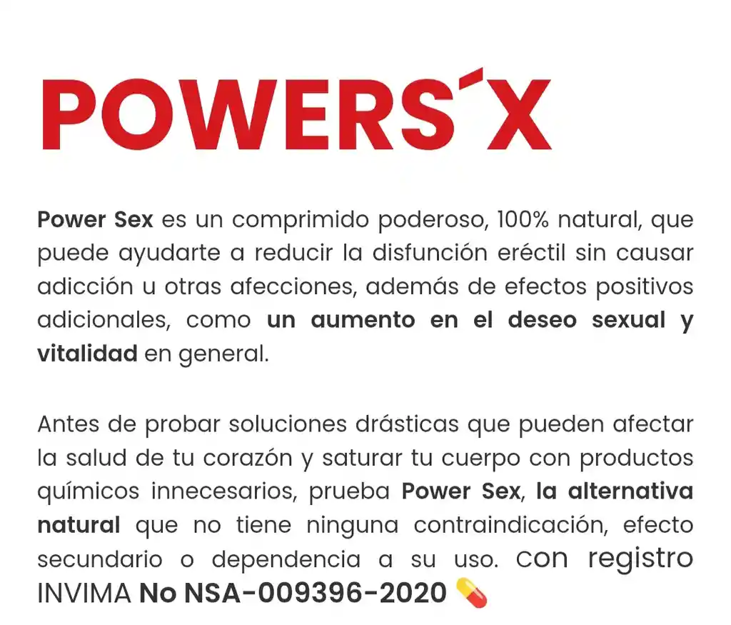 Power Sex Potenciador Sexual Masculino X 24 Tabletas