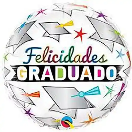 Globo Metalizado Redondo Felicidades Graduado X 45cm