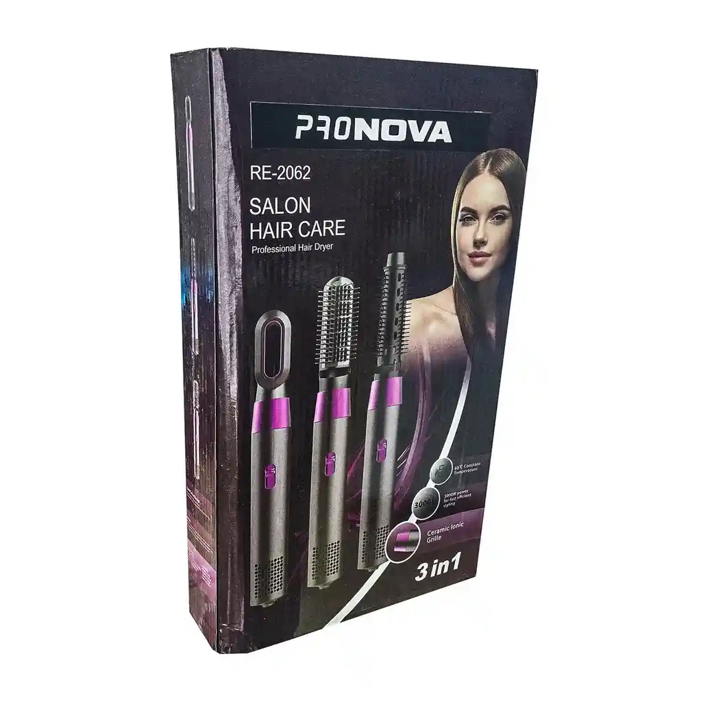 Cepillo Secador Alisador Para Cabello 3 En 1 Re-2062