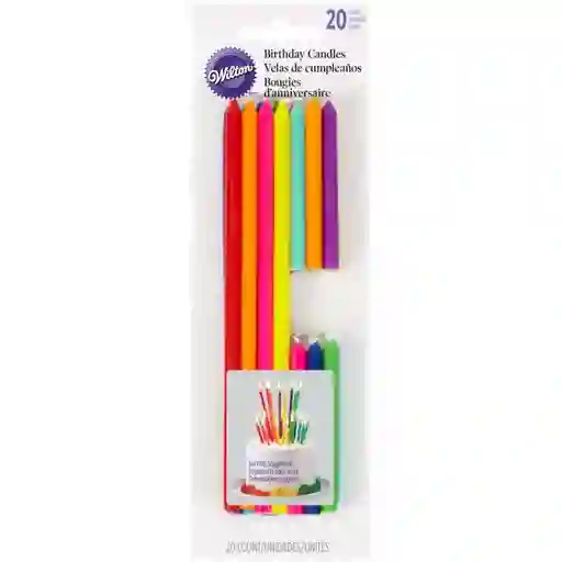 Velas De Cumpleaños De Varios Colores Y Dos Tamaños Diferentes X 20 Unidades