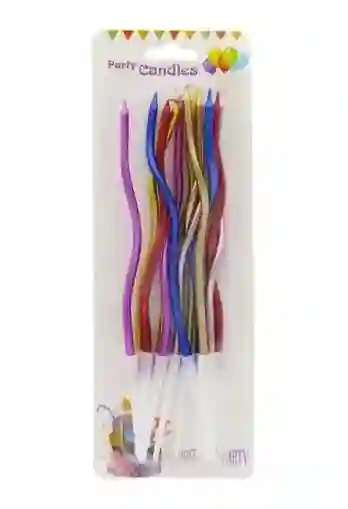 Vela Espiral Colores Surtidos Cromados X 12 Unidades
