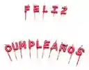 Velas Decoración Pastel Letras Feliz Cumpleaños Color Rojo