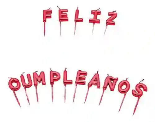 Velas Decoración Pastel Letras Feliz Cumpleaños Color Rojo