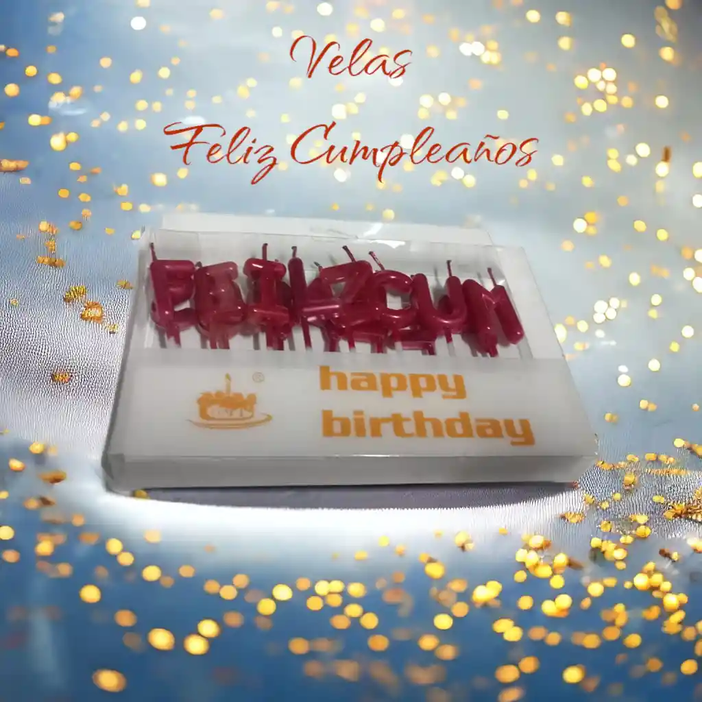 Velas Decoración Pastel Letras Feliz Cumpleaños Color Rojo