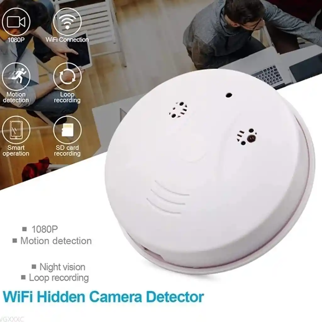 Cámara Oculta Detector De Humo Wifi 1080p Hd