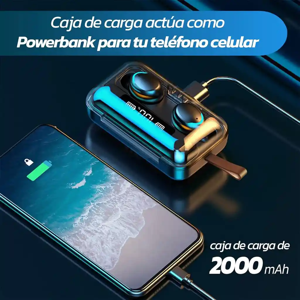 Audifonos Inalámbricos De Alta Calidad Con Power Bank De 2000mha