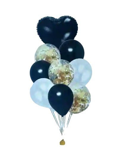 Bouquet Decorativo Corazón Negro Globos Surtidos