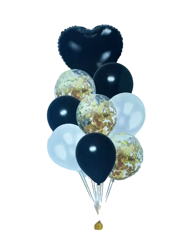 Bouquet Decorativo Corazón Negro Globos Surtidos