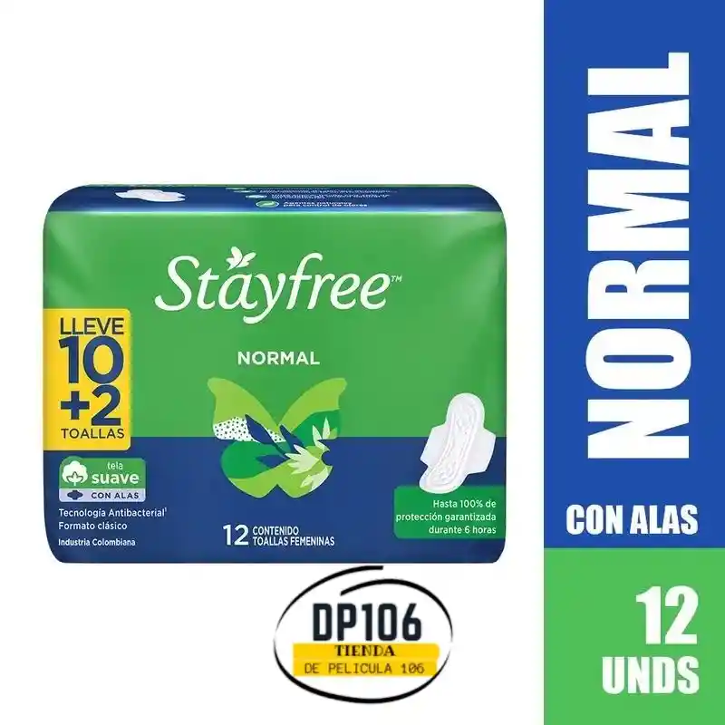 Toalla Higienica Stayfree Normal Alas X 12 Und