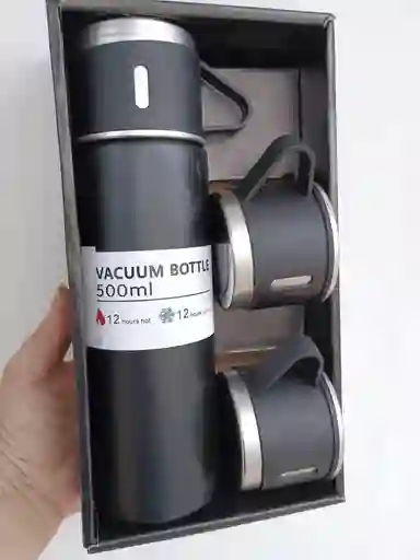 Termo De Acero Inoxidable Con Vasos Para Bebidas Frías Y Calientes