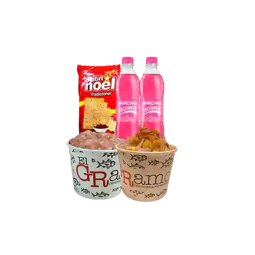 Ceviche peruano y coctel de camarones