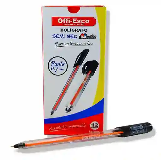 Bolígrafo Semi Gel 0.7 Offi-esco Oe-076f Negro X12und