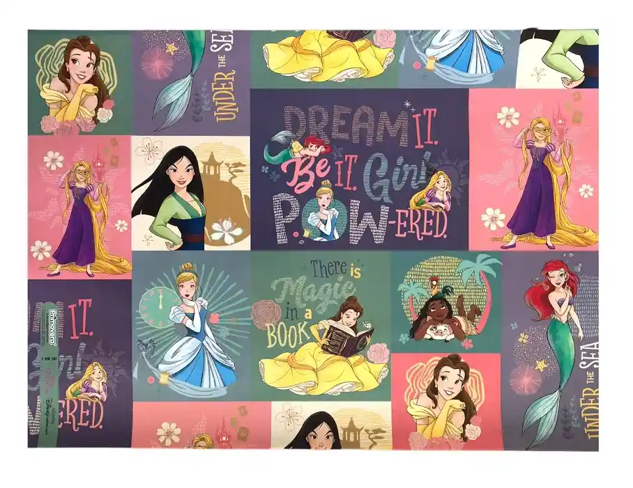 Papel De Regalo Niña Princesas Disney 48 X 68 Cm. X 2 Unidades