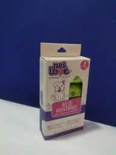 Bolsas Ecológicas Pet Love 60 Unidades 4 Rollos X 15 Bolsas Aroma A Vainilla Para Perros