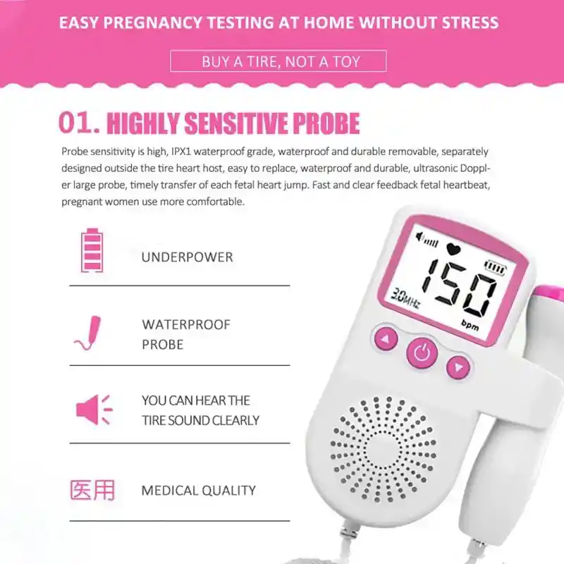 Dopller Fetal Monitor Frecuencia Cardíaca Bebé Ecografía