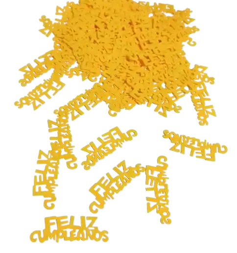 Confeti Para Mesa " Feliz Cumpleaños" Amarillo
