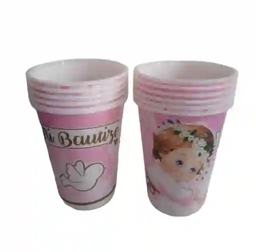 Vasos Decorativos Para Fiesta De Bautizo Niña X 12 Unidades