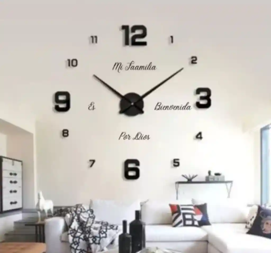 Relojes De Pared 3d Con Frase En Vinilo