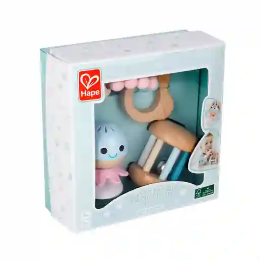 Set 3 De Sonajeros Sensorial De Madera Hape Bebés Niños