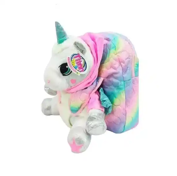 Peluche Unicornio Y Bolso Morral 28 Cm Con Luz Y Sonido