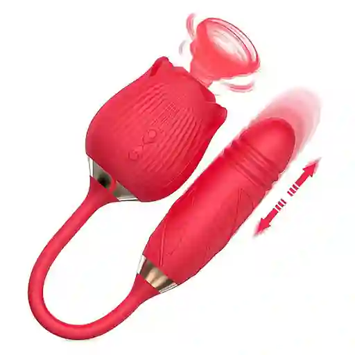 Vibrador Dual Con Succión Y Empuje Flower Anton Recargable