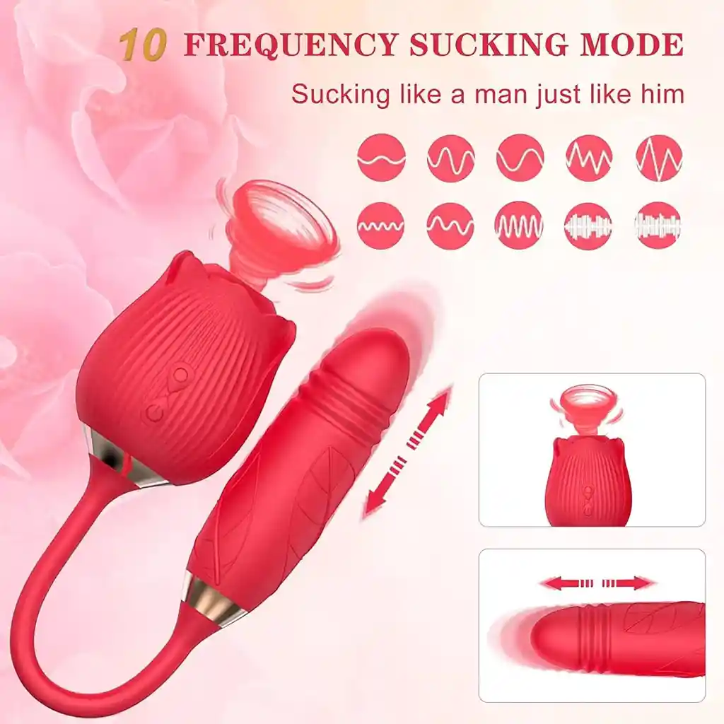 Vibrador Dual Con Succión Y Empuje Flower Anton Recargable
