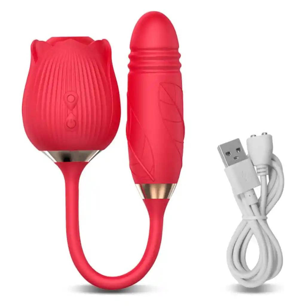Vibrador Dual Con Succión Y Empuje Flower Anton Recargable