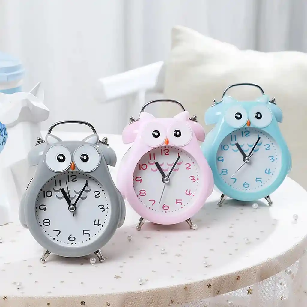 Reloj De Mesa Buho Unisex Decoracion Alarma + Bateria