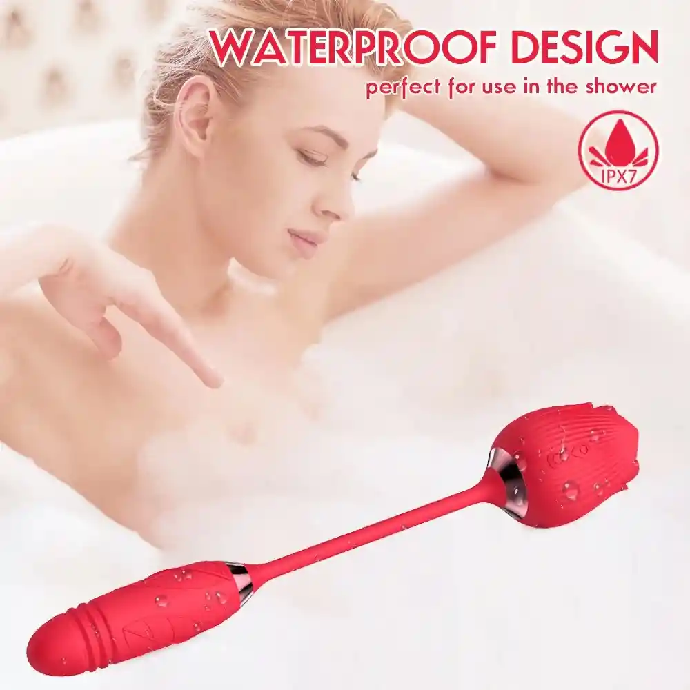 Vibrador Dual Con Succión Y Empuje Flower Anton Recargable