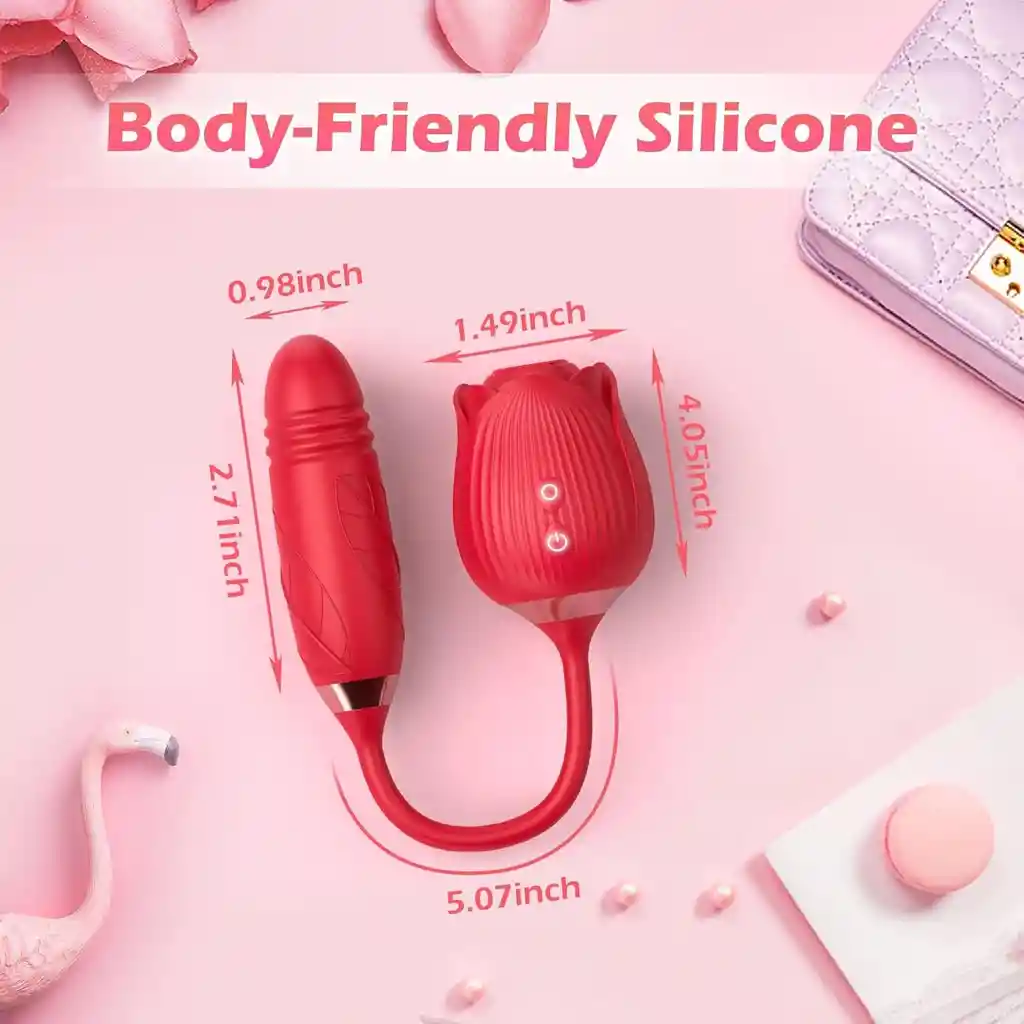 Vibrador Dual Con Succión Y Empuje Flower Anton Recargable