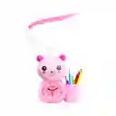 Lampara Oso Rosa Recargable Con Reloj De Escritorio Mesa