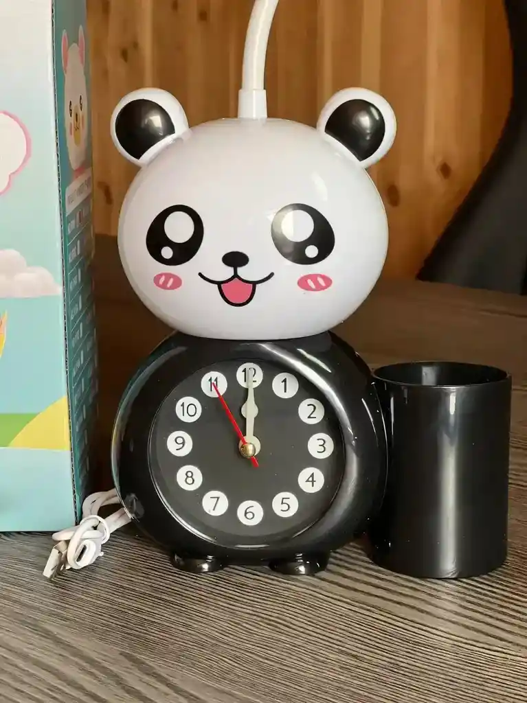 Lampara Oso Panda Recargable Con Reloj De Escritorio Mesa