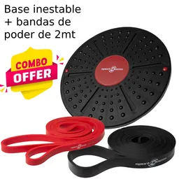 Combo Sportfitness Superficie Inestable + Banda Elastica Roja + Banda Elastica Negra