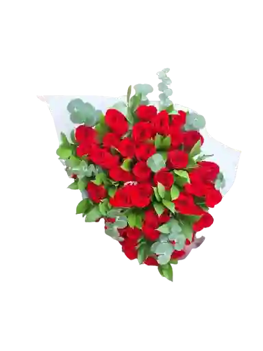 Bouquet De 30 Rosas Rojas Con Eucalipto