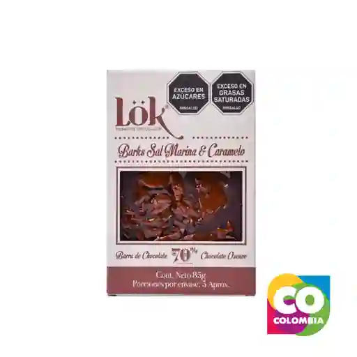 Bark Chocolate 70% Sal Marina-caramelo Marca Lok Embalaje De 1 Unidad Por 85g