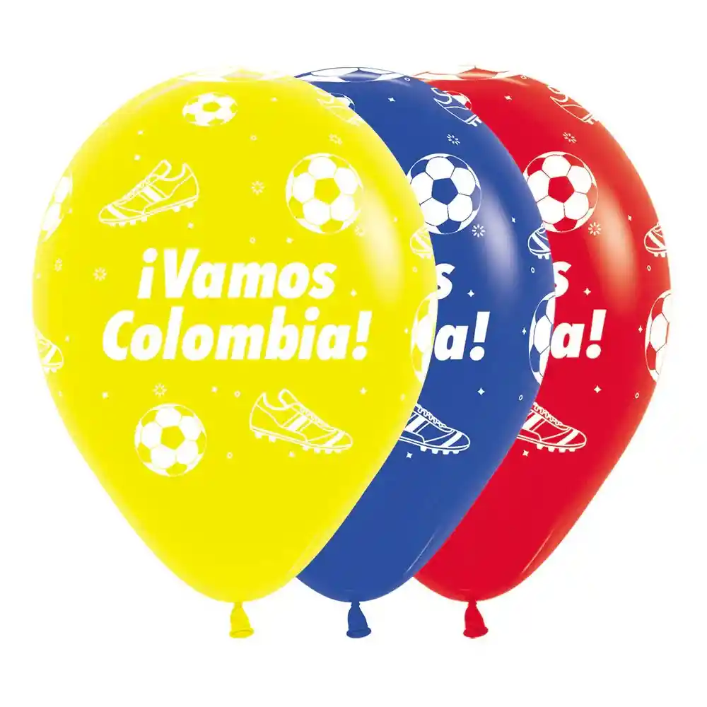 Globo Bombas R12 Tricolor Bandera Colombia Copa X 12 Uds