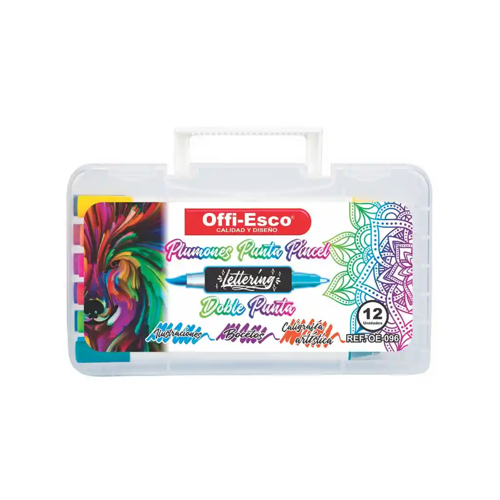Plumones Punta Pincel Lettering Doble Punta Offi-esco X12 Und