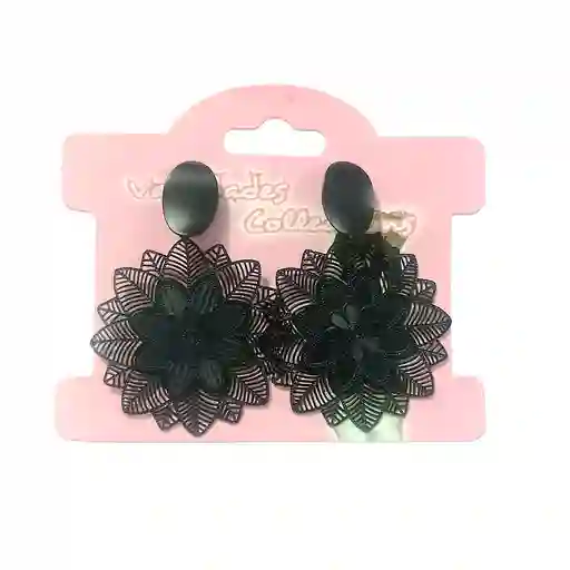 Aretes Para Mujer Flor Negra Maxi Aretes Mujer