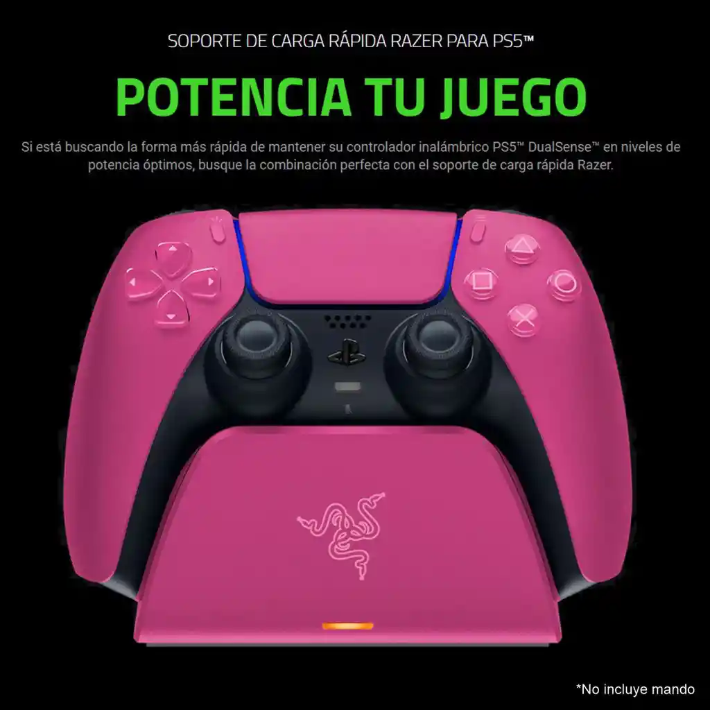 Razer Quick Charging Stand, Base Carga Rápida Mando Ps5, Pnk