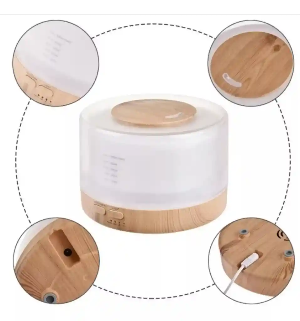 Humidificador Atomizador Difusor Base Madera 500ml + Esencia