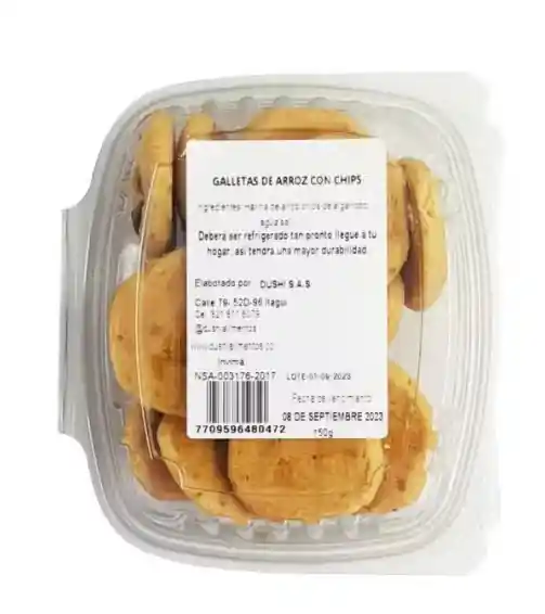Galletas Arroz Chips Cacao X150gr Dushi