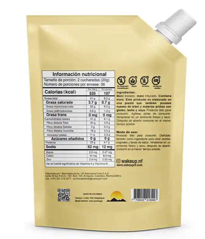 Crema De Mani Crunchy X720g Wakeup