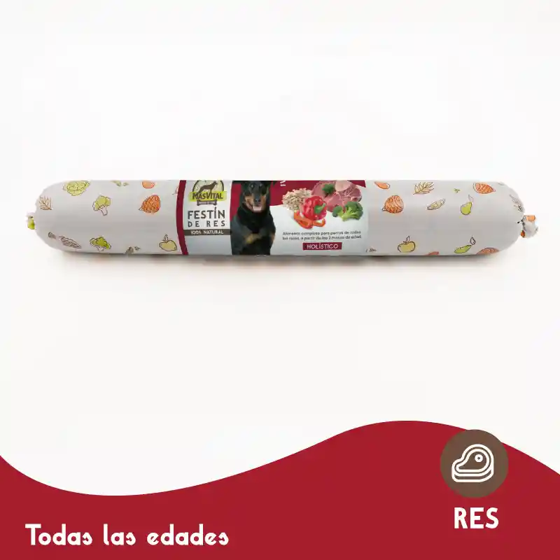 Alimento Natural Para Perros Barra Masvital Festin De Res 700 Grm