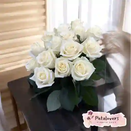 Flores Ramo Bouquet De 15 Rosas Blancas