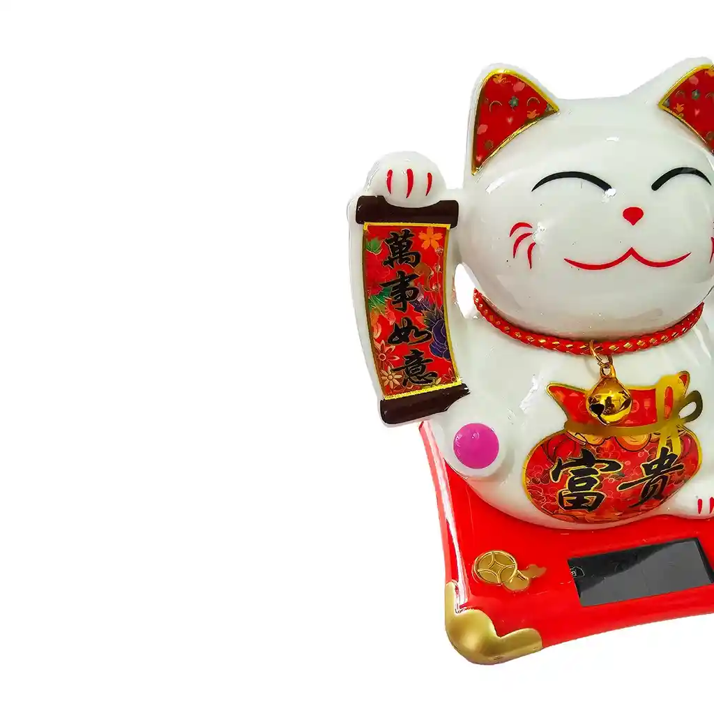 Gato De La Suerte Afortunado Feng Shui Maneki Neko Porcelana