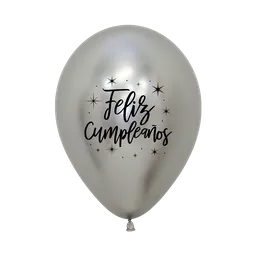 Bombas Globo Biodegradable De Latex Cromada Feliz Cumpleaños Plateada R12